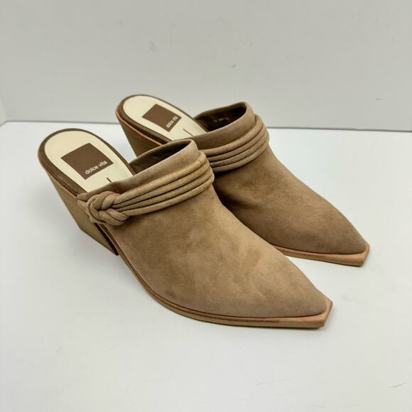 NEW Dolce Vita Sita Tan Suede Leather Western Slide Heel Mules - Picture 7 of 11